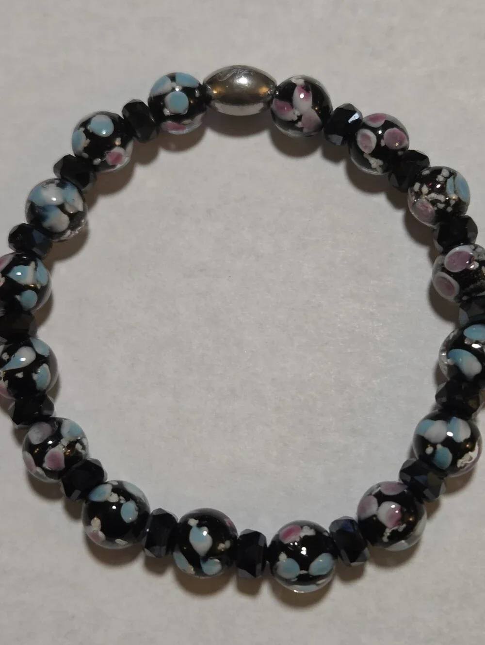 🆕️ NOGU Black Orchid .925 Sterling Silver Firefly Glass Blossom Bracelet